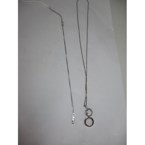 393 - Two 9ct White Gold Necklaces with 9ct and 18ct Gold Pendants, 7.3g total