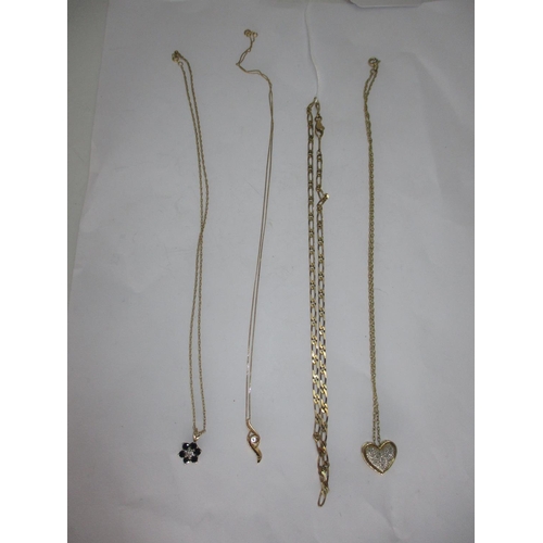 396 - Four 9ct Gold Necklaces, 11.1g total