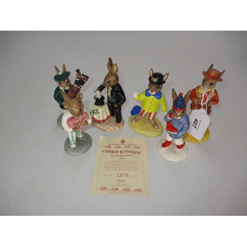 407 - Six Royal Doulton Bunnykins, Dated 1997 to 1999, All in Special Editions of 1500-3000, One with Cert... 