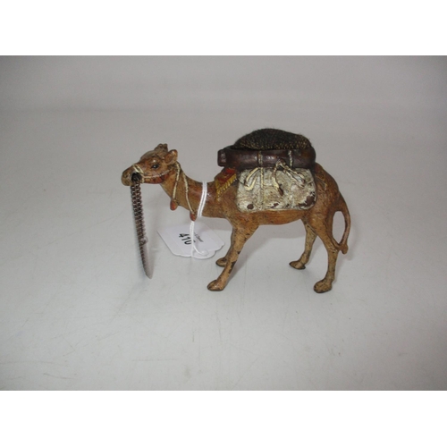 410 - Cold Painted Bronze Camel Pin Cushion, Stamped Geschutz