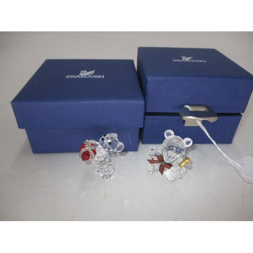 428 - Swarovski Teddy Bears with a Present and a Bottle of Champagne