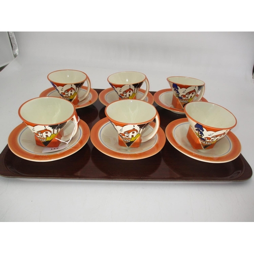 441 - Set of 6 Moorland Huntley Cottage Coffee Cups and Saucers