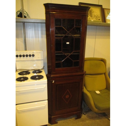 490 - Edwardian Inlaid Mahogany Corner Cabinet