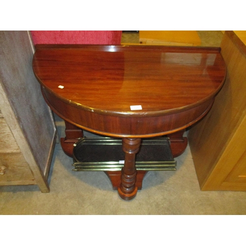 521 - Victorian Mahogany Demi Lune Hall table, 91cm, along with a Spark Guard