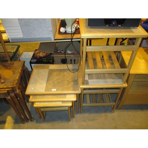 533 - Tiled Top News Rack Table and Pair of Lamp Tables