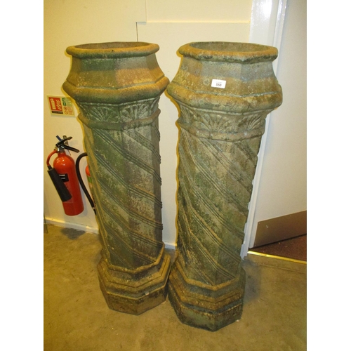 550 - Pair of Tall Victorian Chimney Pots, 107cm