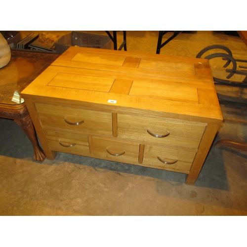 569 - Modern Oak Lid Top and 5 Drawer Coffee Table, 92x60cm