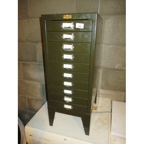 593 - Phillput 10 Drawer Index Chest