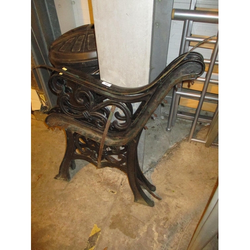 595 - Pair of Cast Metal Garden Bench Ends