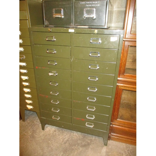 637 - Vintage Metal 18 Drawer Index Chest, 66cm