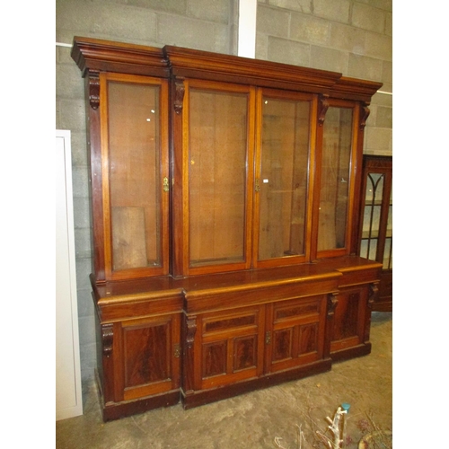 640 - Victorian Mahogany Centre Breakfront Library Bookcase, 228cm wide, 235cm high