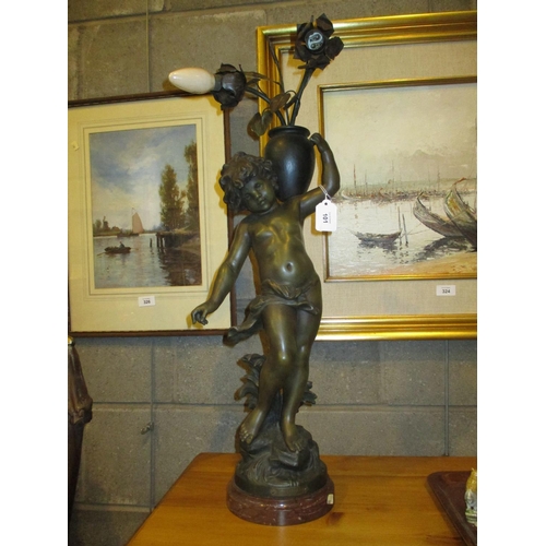 101 - After Aug. Moreau Spelter Figure Lamp Le Ruisseau