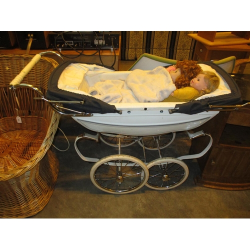 141 - Silver Cross Twin Dolls Pram with 2 Dolls