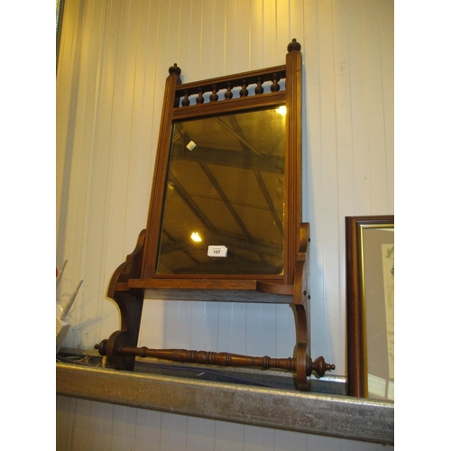 157 - Late Victorian Walnut Shaving Mirror