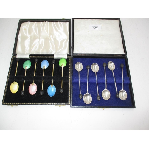 162 - Cased Set of 6 Silver Coffee Spoons, Sheffield 1917, along with a Cased Set of 6 Gilt and Enamel Cof... 