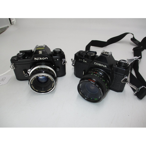 180 - Nikon M90 Camera with Nikkor Lens and Cosina CT-1A Camera with Super Paragon Lens