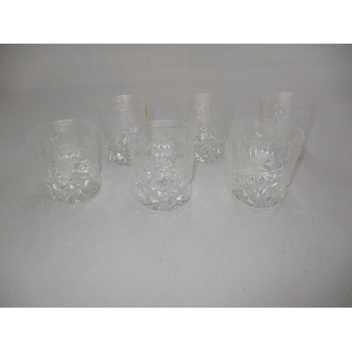 193 - Set of 6 Vine Engraved Crystal Whisky Tumblers