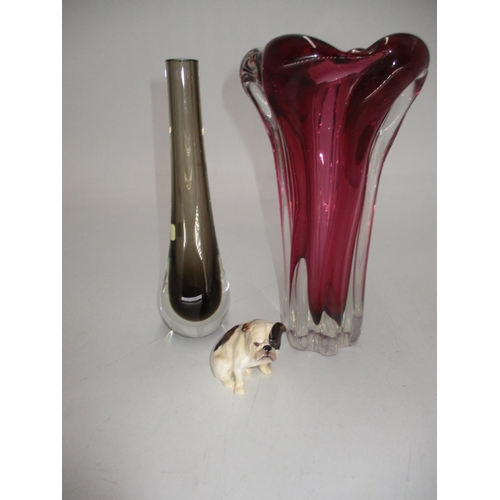 207 - Royal Doulton Dog K1 and 2 Glass Vases