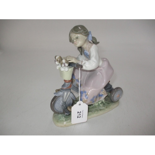 212 - Lladro Figure of a Girl and a Puppy on a Trike, 5680