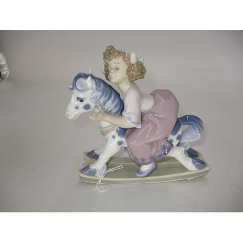 213 - Lladro Figure of a Girl on a Rocking Horse, 5769