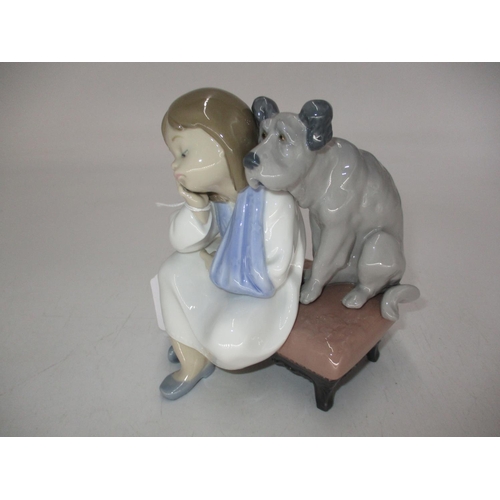 215 - Lladro Figures of a Girl with Dog on a Stool, 5706