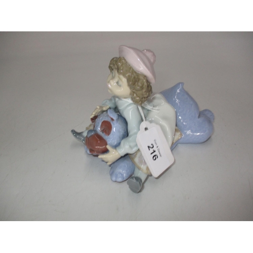 216 - Lladro Figure of a Girl Sitting on a Toy Bear, 5664