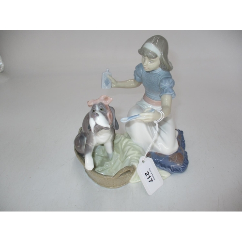 217 - Lladro Figure of a Girl Giving Medicine to a Dog, 5921