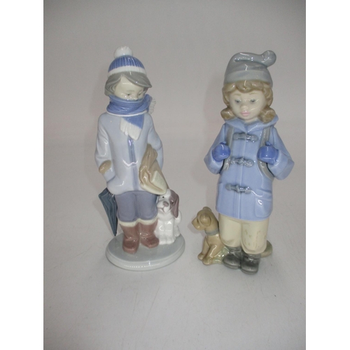 220 - Lladro and Nao Figures of Girls with Dogs