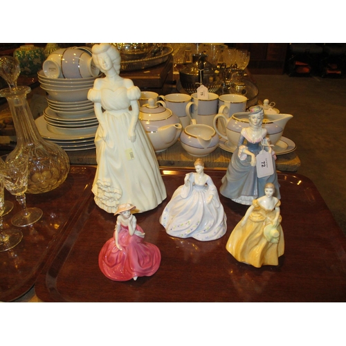 72 - Royal Worcester Figure and 4 Coalport Figures