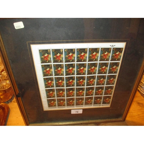 78 - Framed Page of 4d Stamps