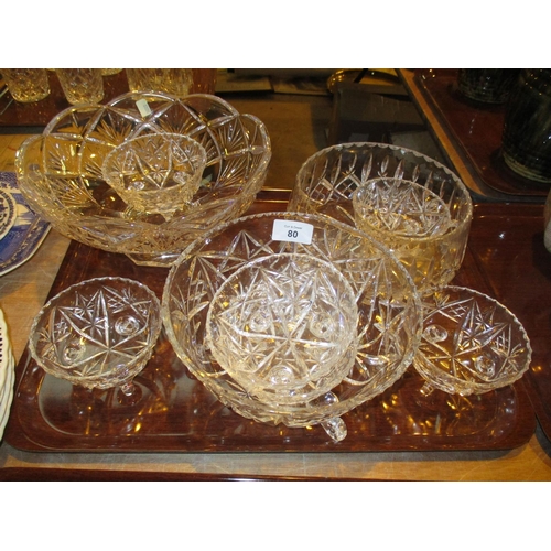 80 - Crystal 7 Piece Dessert Set and 2 Other Bowls