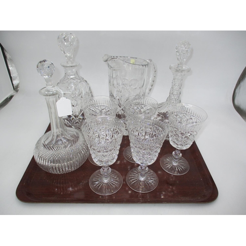 307 - Five Edinburgh Crystal Wine Goblets, 3 Crystal Decanters and a Water Jug