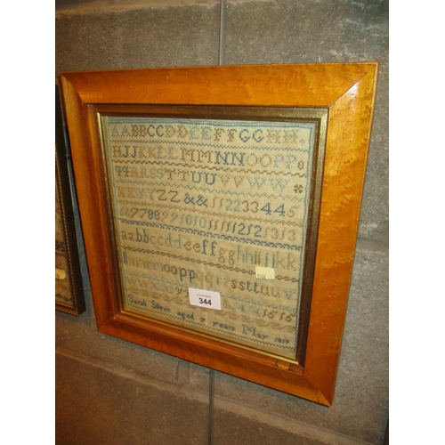 344 - Sarah Silver Aged 7 Years May 1859 Alphabet and Numerical Sampler, 23x21cm