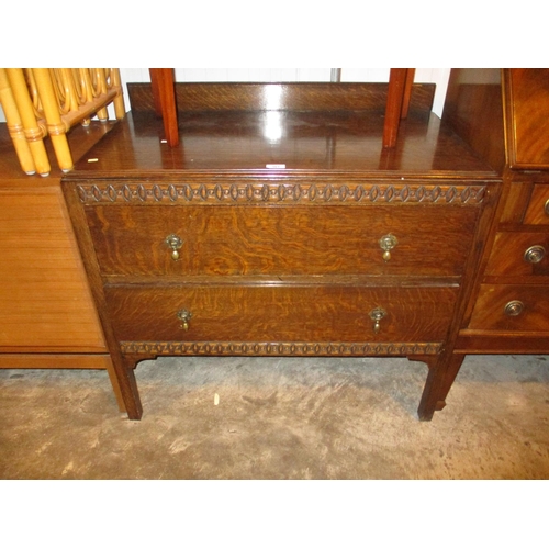 361 - 1920's Oak Chest of 2 Drawers, 89cm