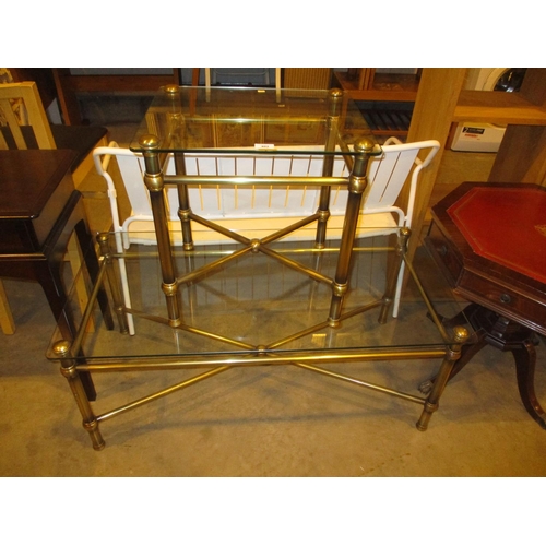 402 - Brass and Glass Coffee Table and Lamp Table