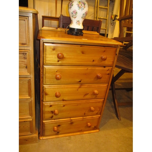 406 - Pine Chest of 5 Drawers, 66cm