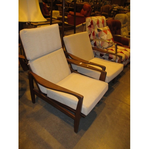 418 - Pair of Mid Century Teak Ladies and Gents Lounge Chairs in the Manner of Zenon Baczyk