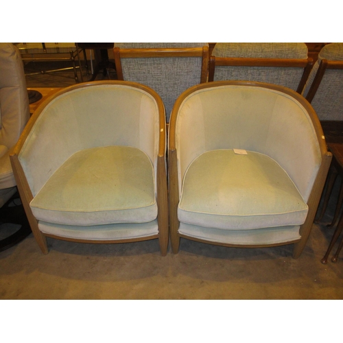 427 - Pair of Oak Frame Curved Back Occasional Chairs