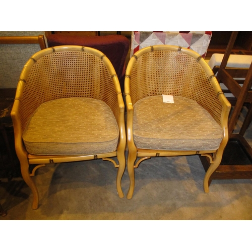 429 - Pair of Bamboo Effect and Bergere Occasional Arm Chairs