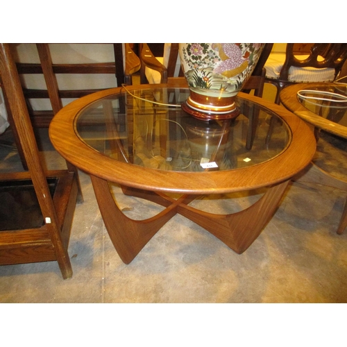 431 - G Plan Mid 20th Century Teak and Glass Astro Circular Coffee Table, 83cm