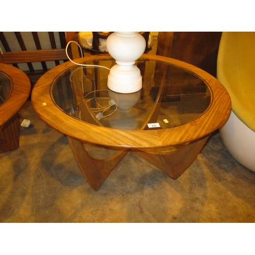 432 - G Plan Mid 20th Century Teak and Glass Astro Circular Coffee Table, 83cm