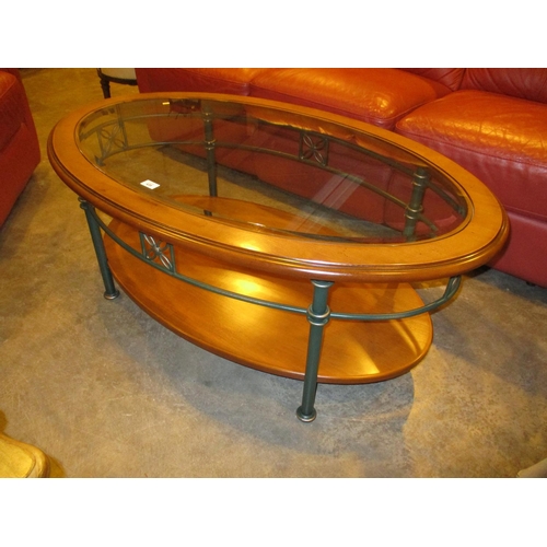 439 - Oval Glass Top Coffee Table, 117x74cm