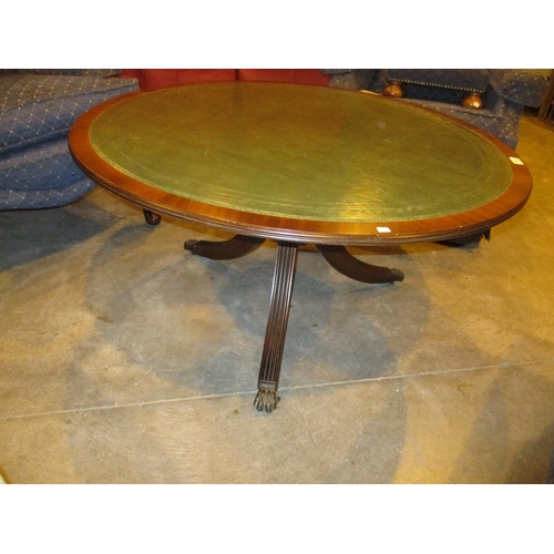 448 - Reproduction Mahogany and Leather Coffee Table, 100cm