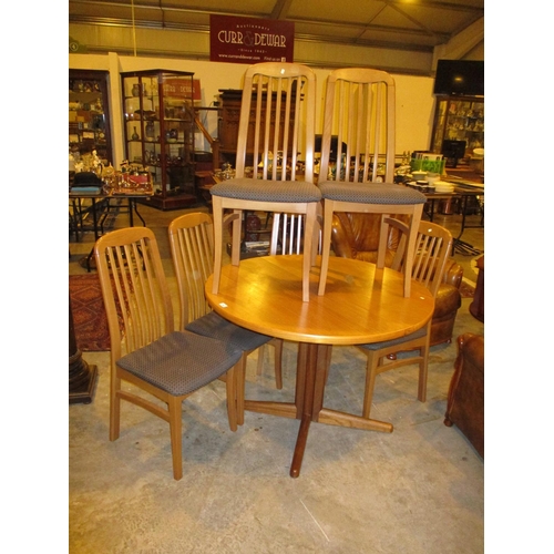 456 - Ansagar Mobler Denmark Teak Extending Dining Table with Leaf and 6 Chairs