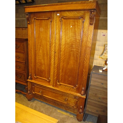 487 - Victorian Birch 2 Door Wardrobe on a Drawer Base, 138cm