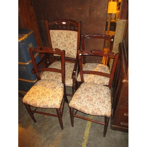 492 - Late Victorian Parlour Arm Chair and 3 Side Chairs