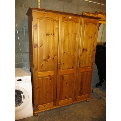 519 - Modern Pine 3 Door Wardrobe, 130cm