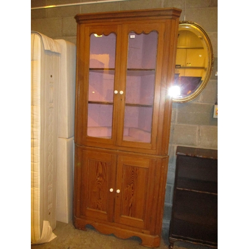 523 - 19th Century Pitch Pine Double Corner Cabinet