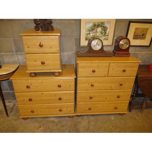 531 - Two Pine Finish Chests of Drawers and Bedside Chest