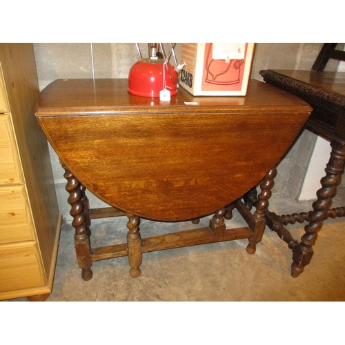 532 - DISPOSED - Oak Barley Twist Gateleg Table